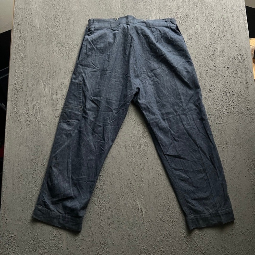 Vintage Broad Fall Denim Work Pants 38x28 Blue 1940s 1950s Selvedge Amish - Picture 7 of 12